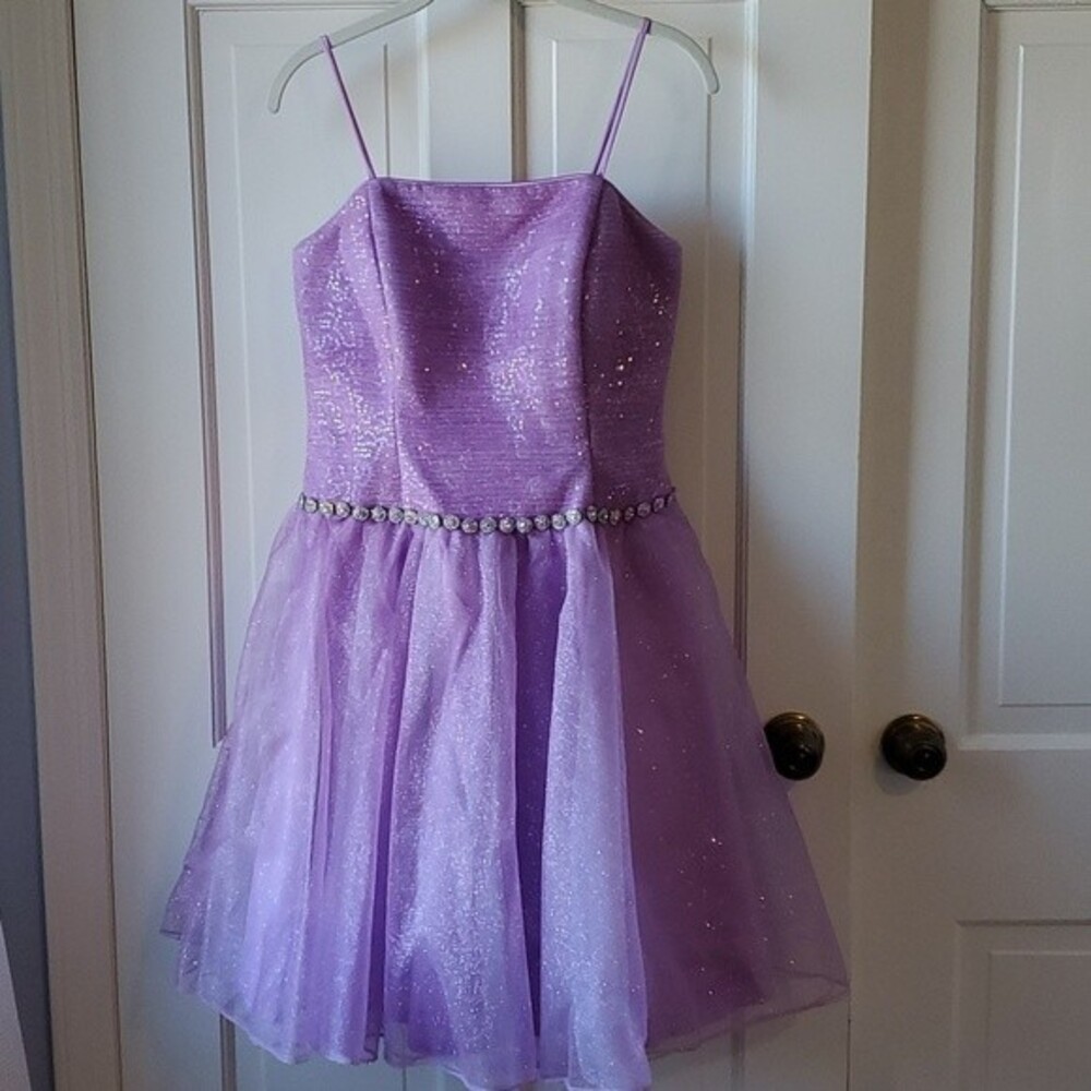 CW DESIGNS LAVENDAR SPARKLE RHINESTONE BALLETCORE DRESS SIZE 8 (MODIFIED)